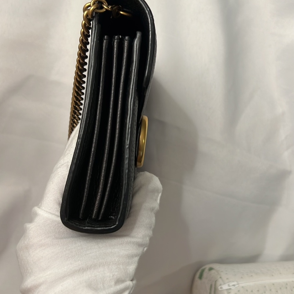 Gucci GG Marmont Chain Shoulder Leather Black Gold Hardware - Picture 15 of 17